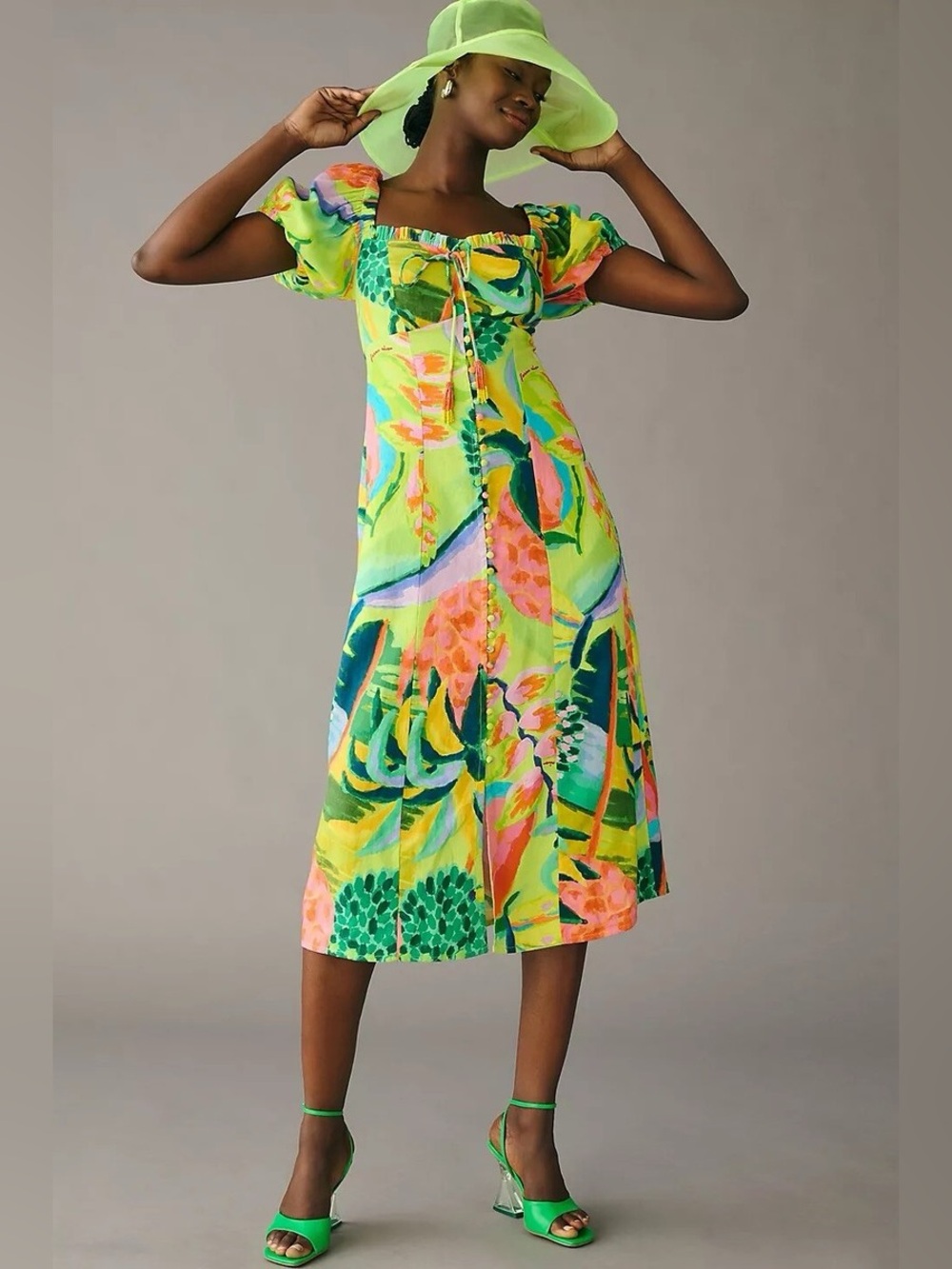 NWT Anthropologie Farm Rio Printed Puff-Sleeve Mini Dress